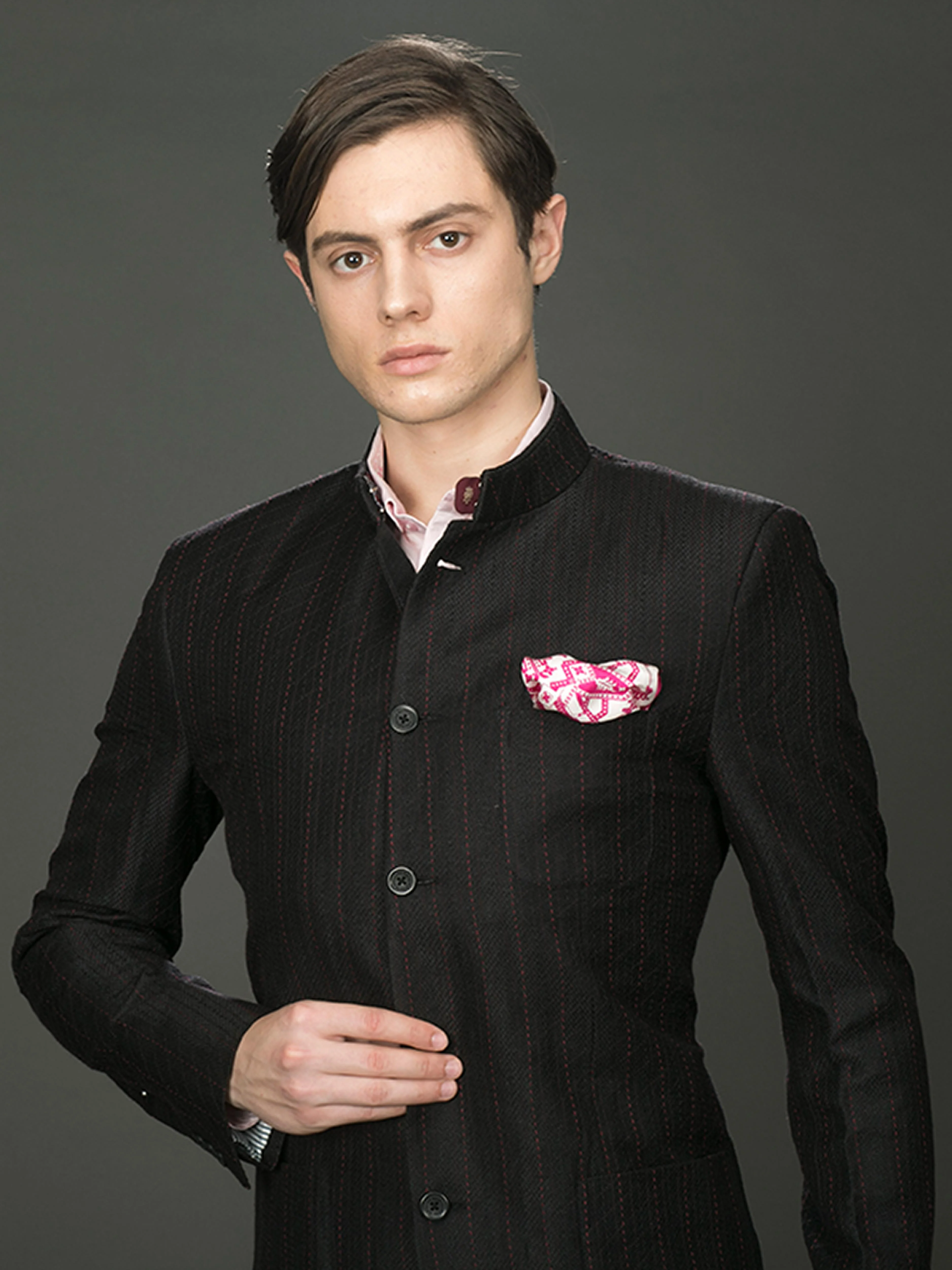 BLACK LINEN BANDHGALA JACKET - Image 3