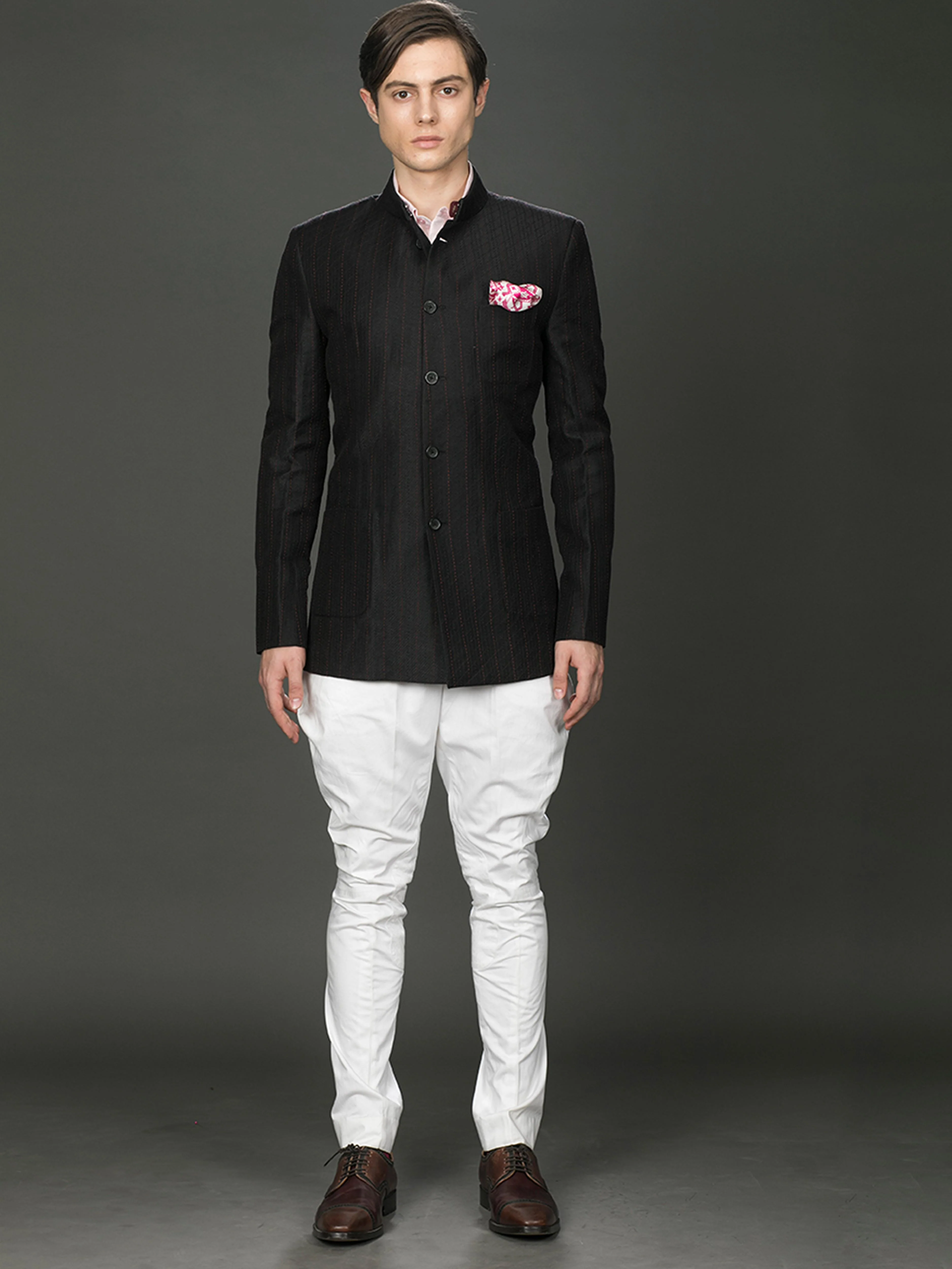 BLACK LINEN BANDHGALA JACKET - Image 6