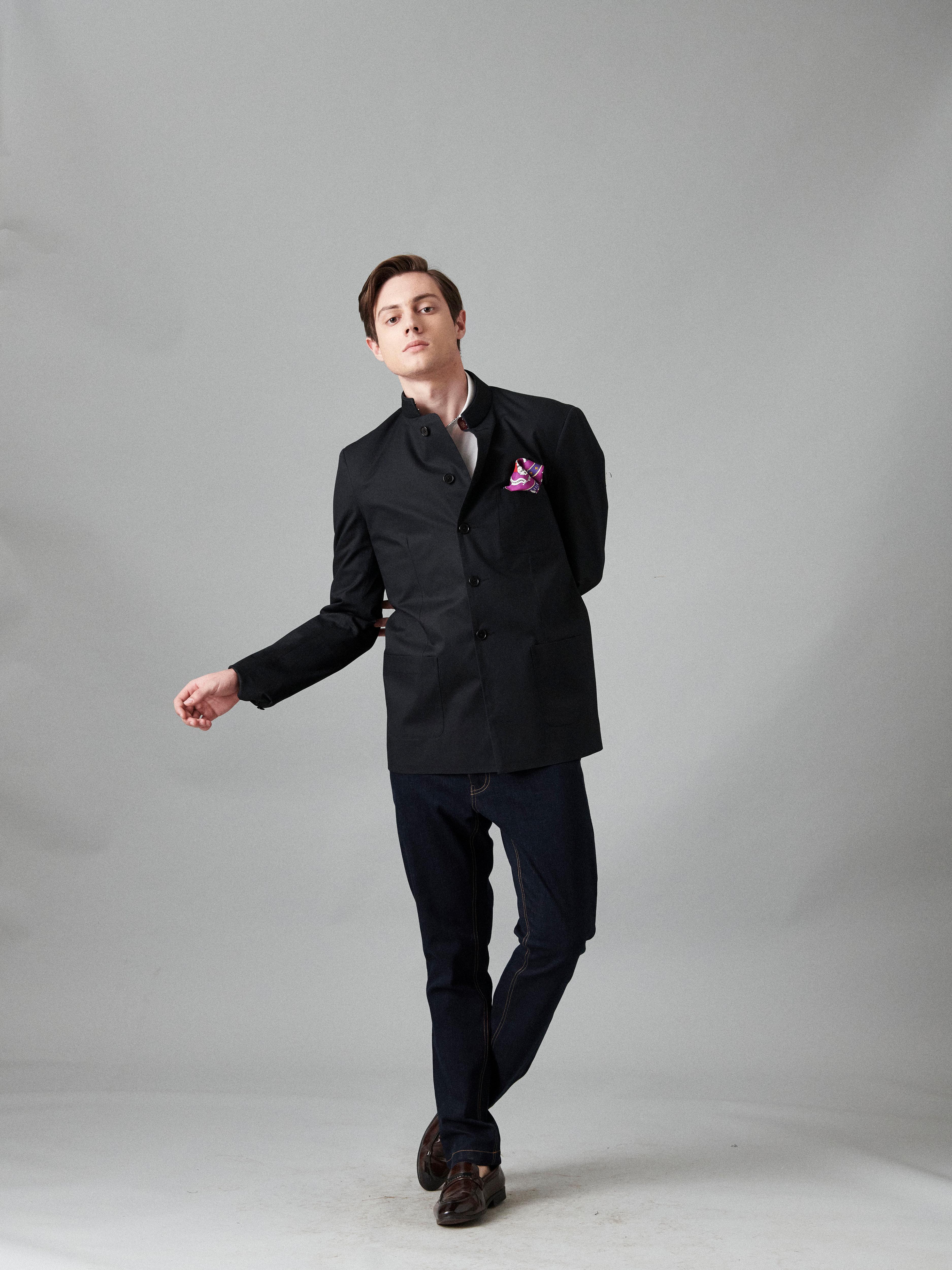 WOOL BLEND BLACK BANDHGALA JACKET - Image 3