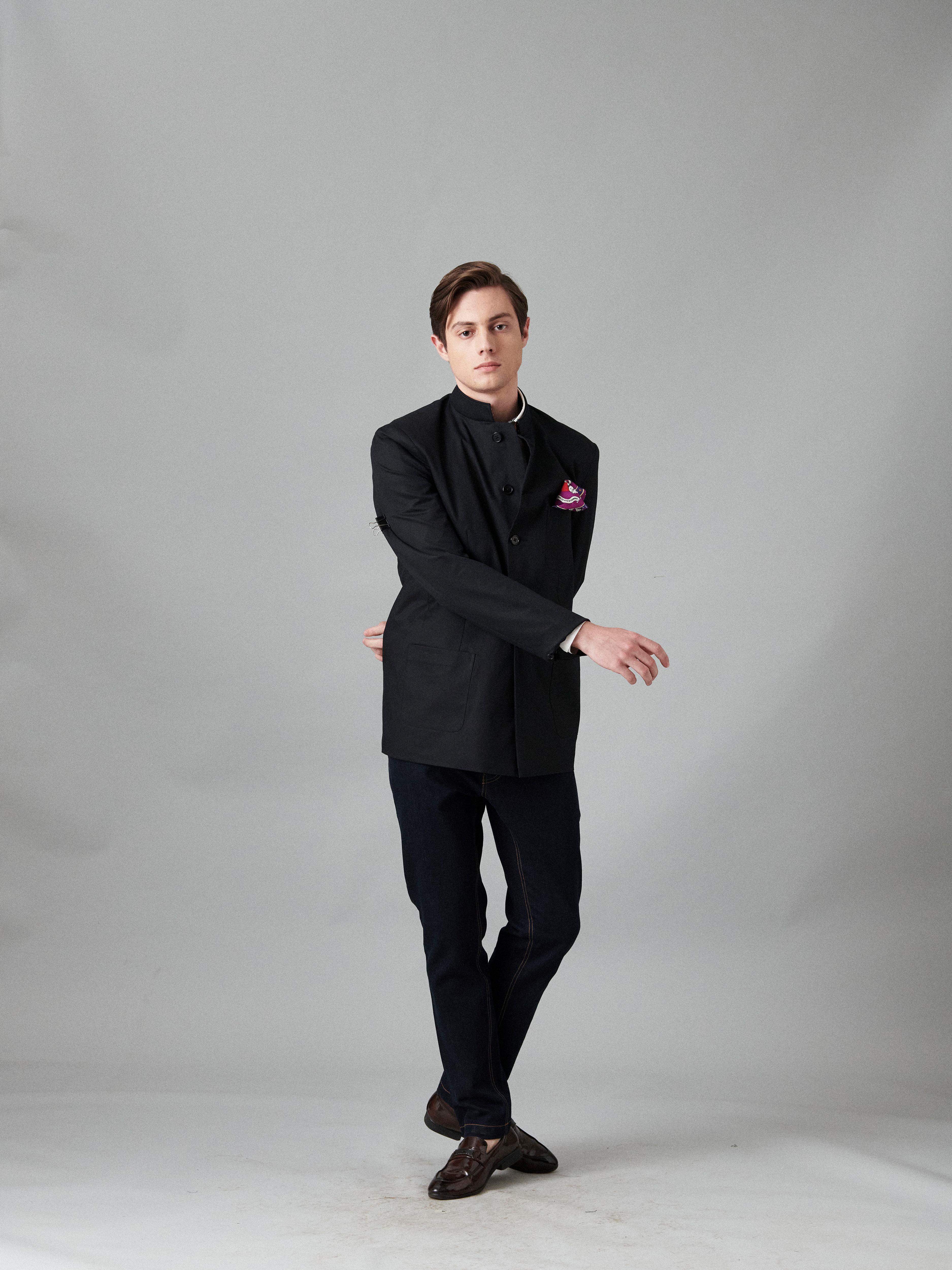 WOOL BLEND BLACK BANDHGALA JACKET - Image 4