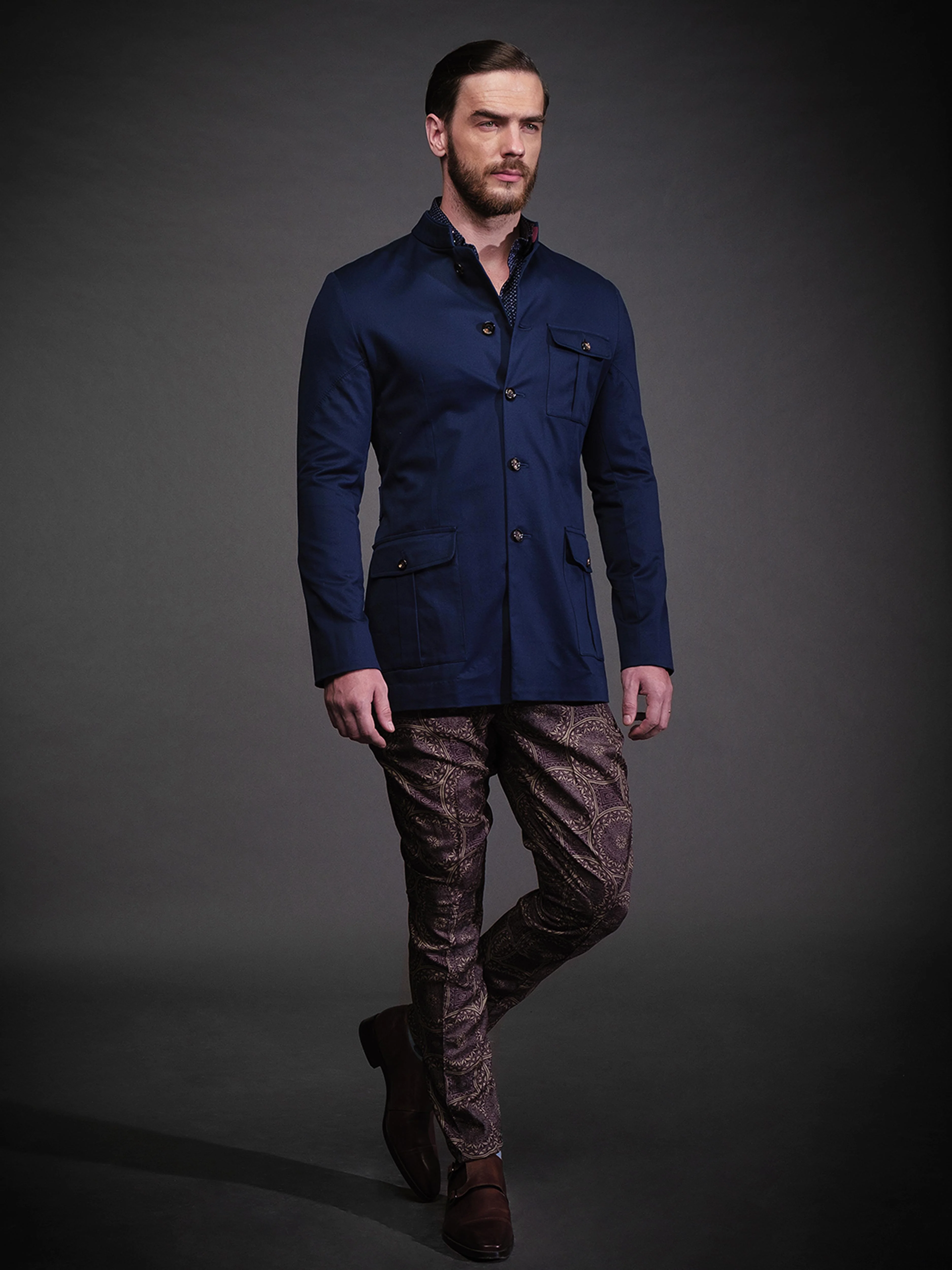 BLUE BANDHGALA JACKET - Image 3