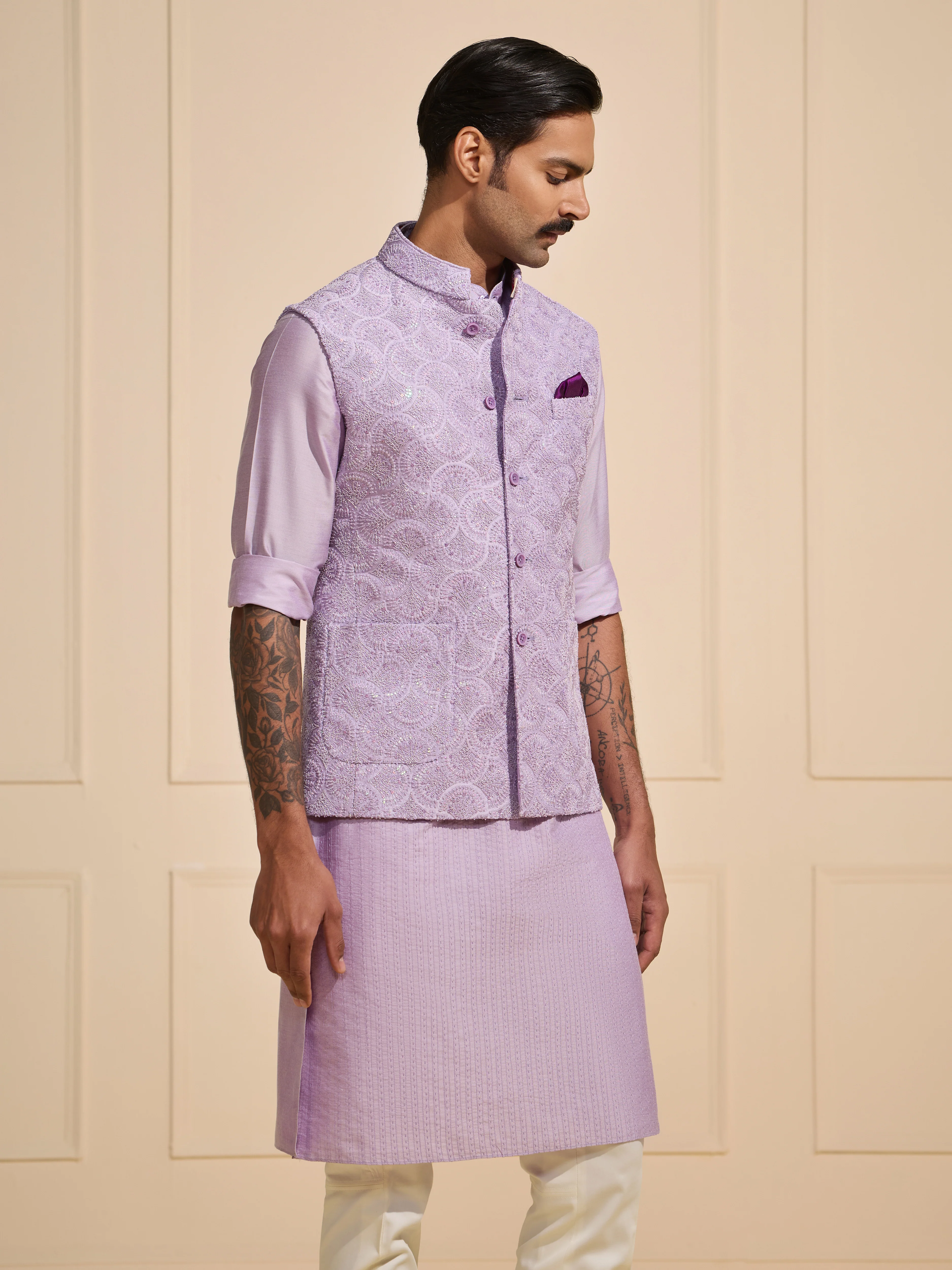 LAVENDER DREAM: THE EMBROIDERED REVERIE WAISTCOAT - Image 3