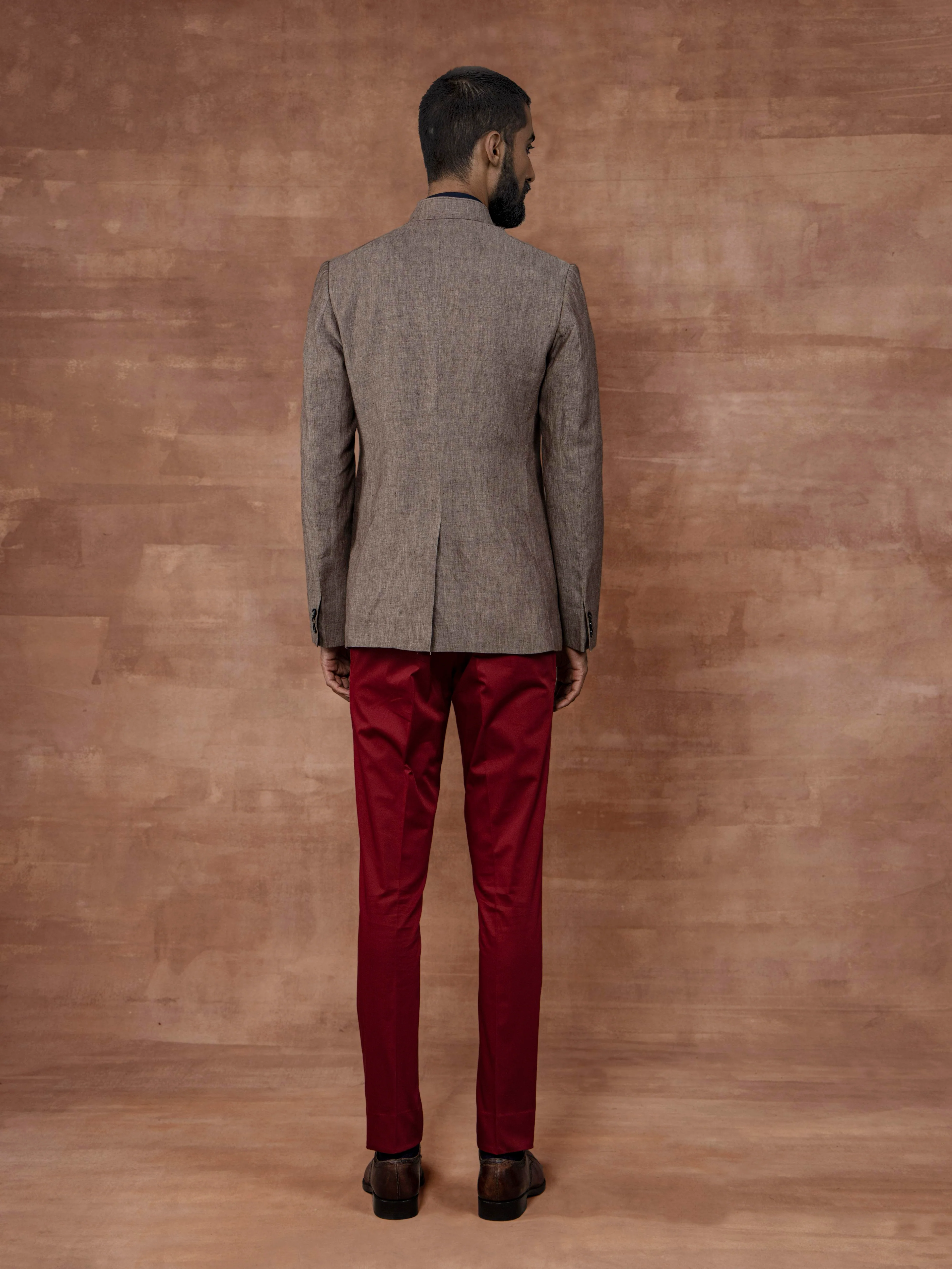 TAUPE BANDHGALA JACKET - Image 7