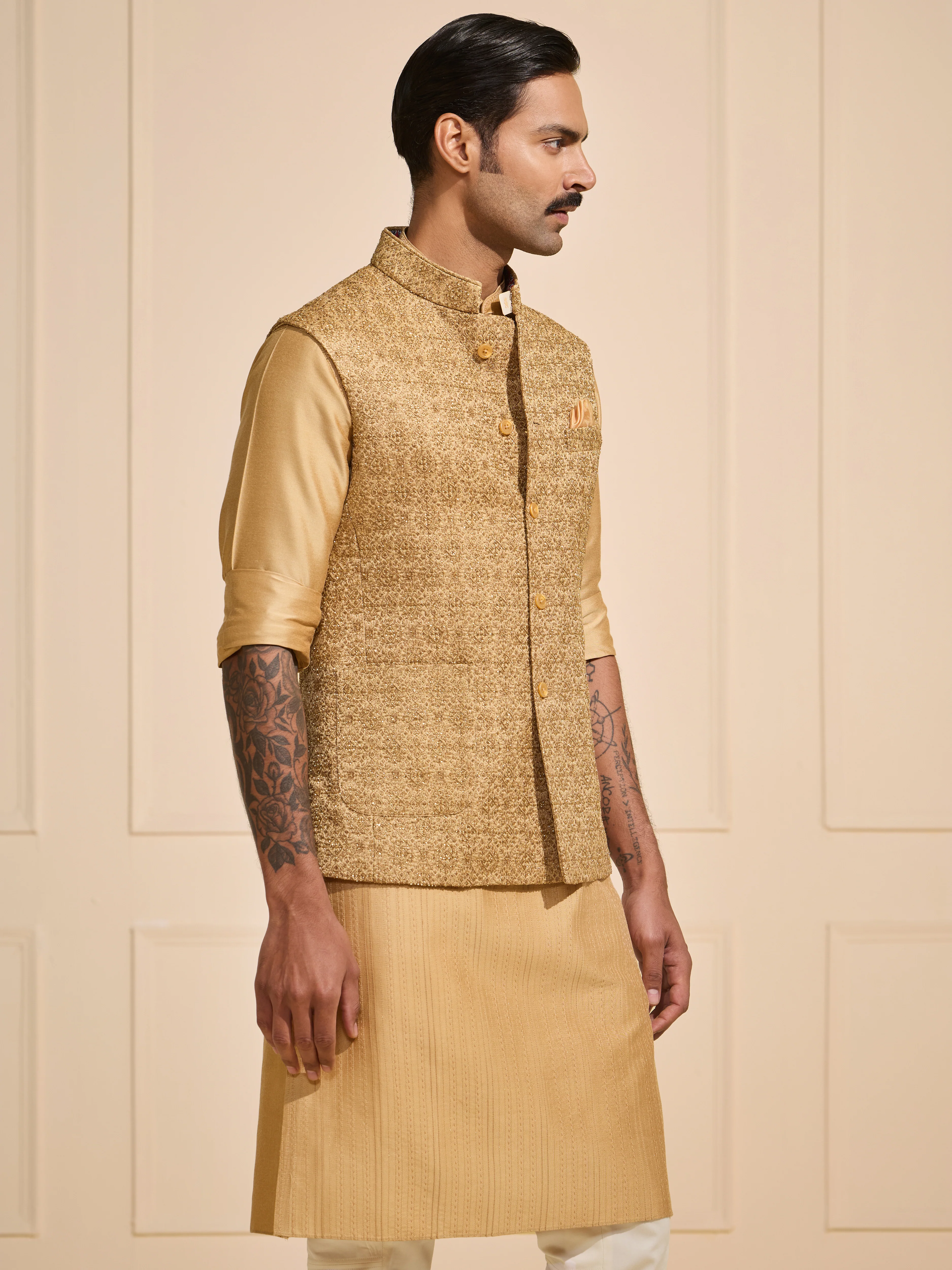 THE EMPEROR’S GOLD ENSEMBLE: ETHNIC WAISTCOAT - Image 3