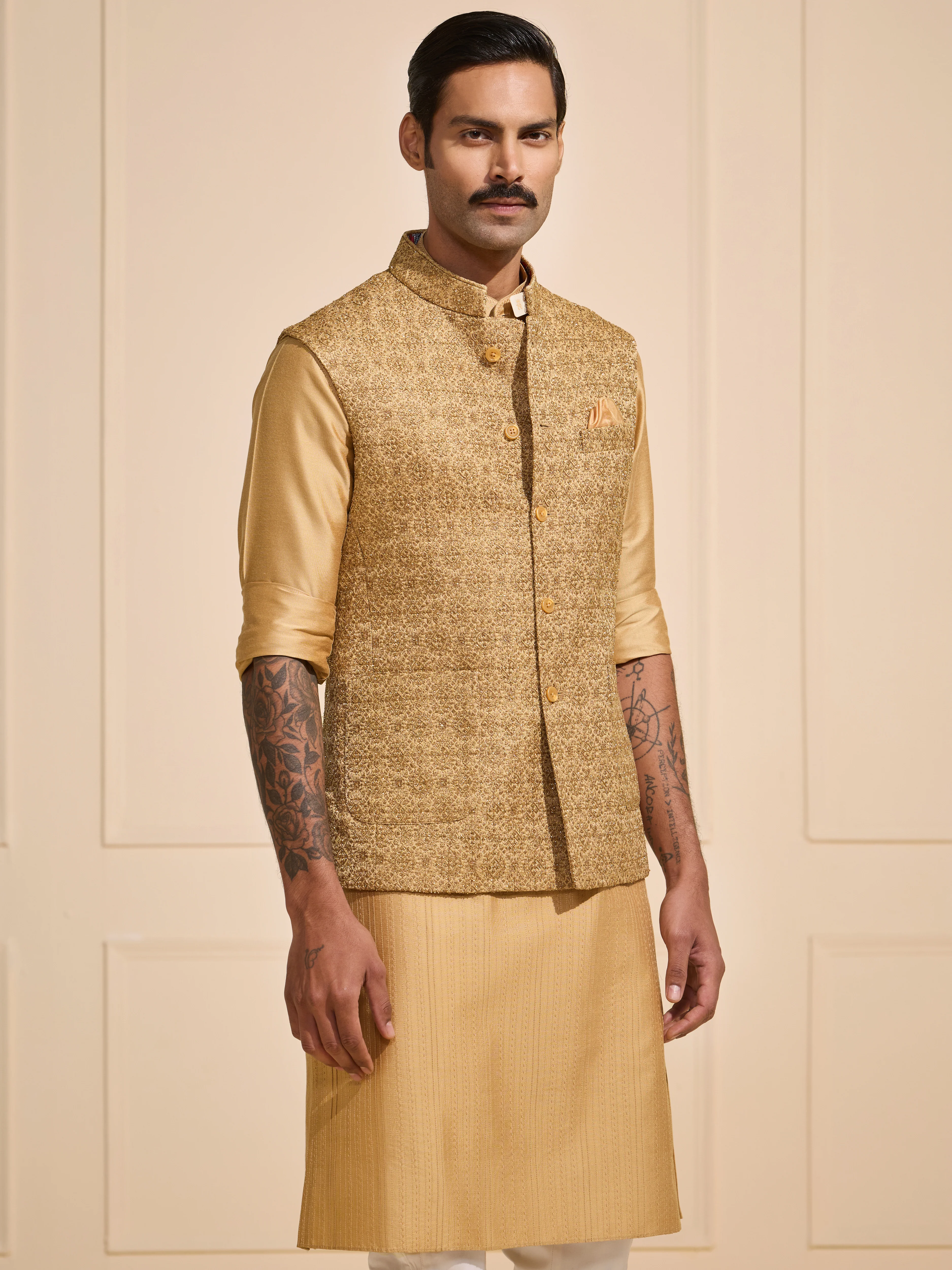 THE EMPEROR’S GOLD ENSEMBLE: ETHNIC WAISTCOAT - Image 4