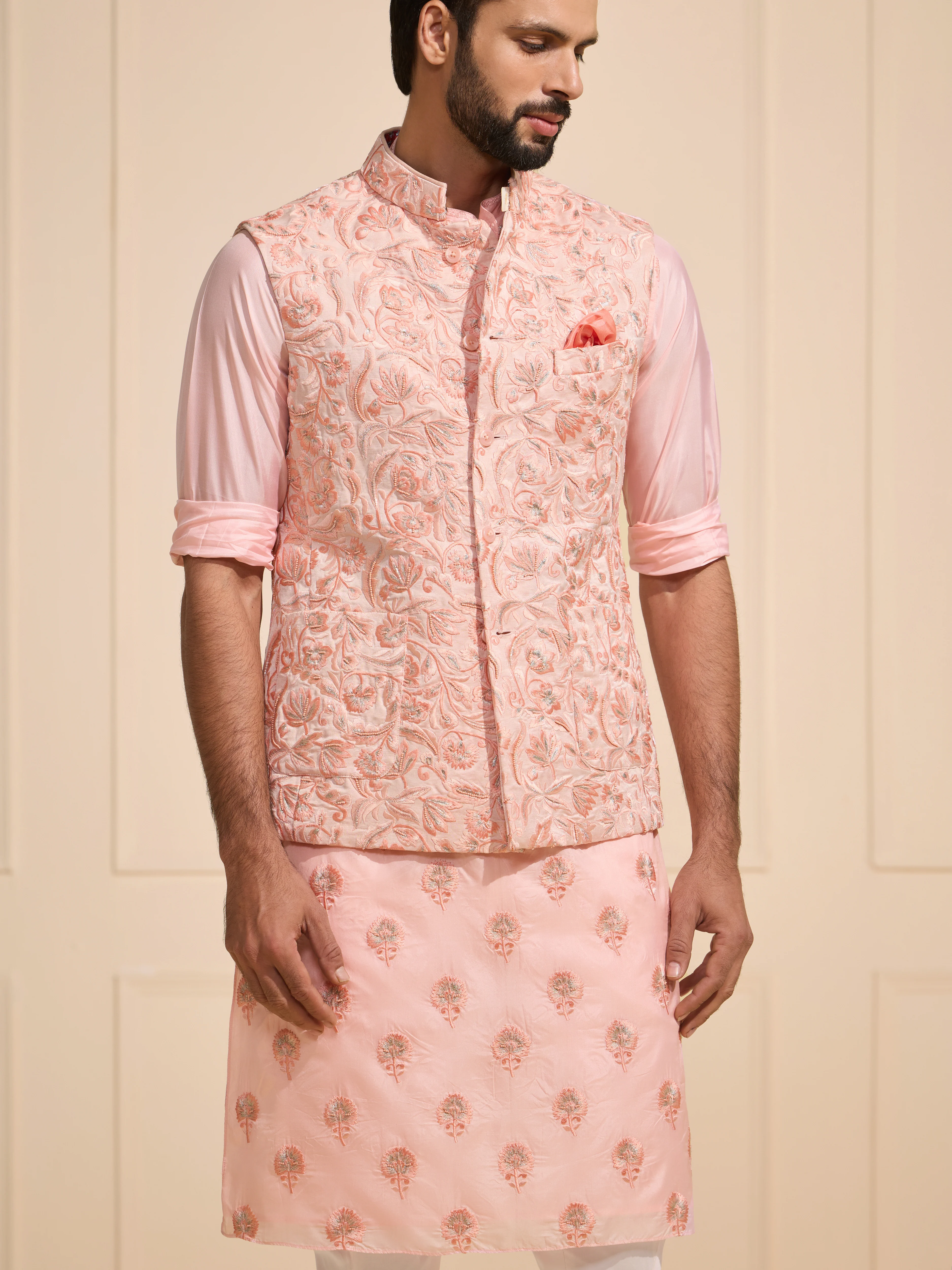 THE GILDED DUSKY ROSE WAISTCOAT WITH FLORAL ACCENT - Image 3